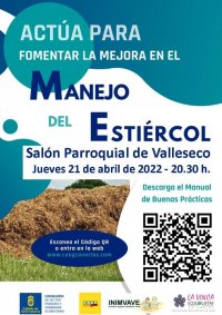 El jueves 21 de abril tendrá lugar en Valleseco una charla sobre agricultura y el manejo del estiércol