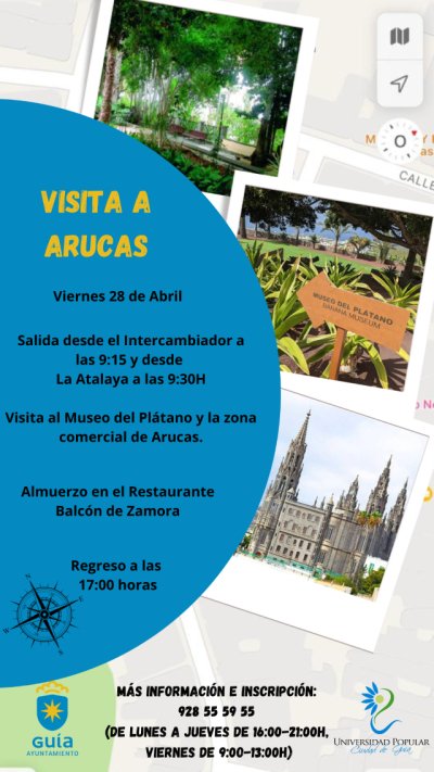 La Universidad Popular Ciudad de Gu&iacute;a organiza una salida cultural al Museo del Pl&aacute;tano y el Parque de las Flores de Arucas