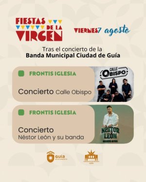 Gu&iacute;a: Calle Obispo y N&eacute;stor Le&oacute;n y su banda abren el segundo fin de semana en las Fiestas de La Virgen 2026