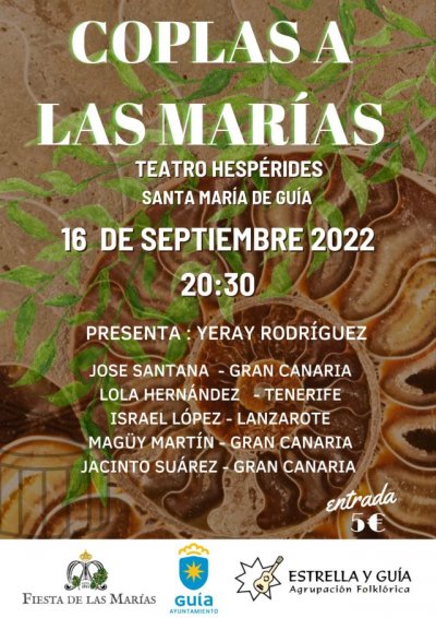 Gu&iacute;a: La Agrupaci&oacute;n Folkl&oacute;rica Estrella y Gu&iacute;a presenta el espect&aacute;culo &laquo;Coplas a Las Mar&iacute;as&raquo; el 16 de septiembre