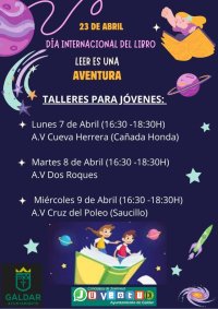 Gáldar: Juventud celebra el Día Internacional del Libro con talleres esta semana bajo el lema &#039;Leer es una aventura&#039;