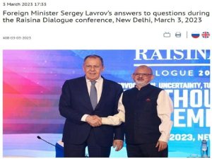 Lavrov defendi&oacute; la operaci&oacute;n especial de Rusia durante el Di&aacute;logo Anual de Raisina de la India