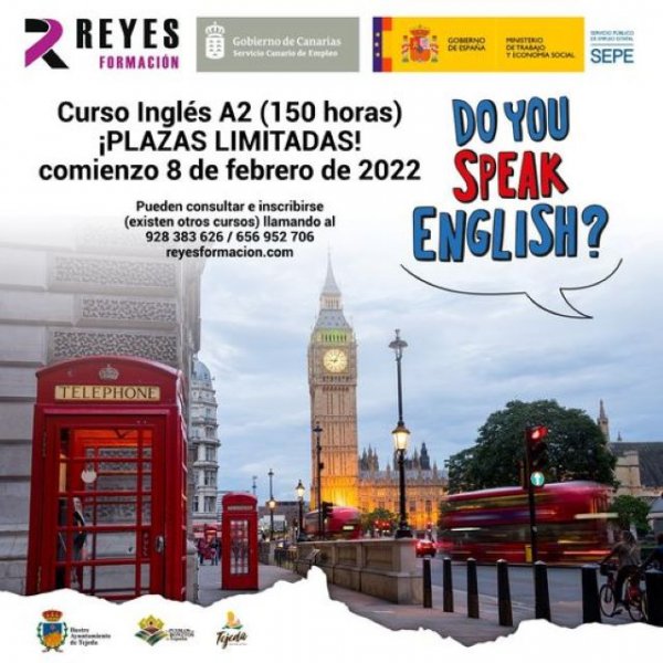 Tejeda: Curso Inglés A2 (150 horas) ¡PLAZAS LIMITADAS!