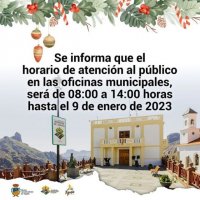 Tejeda: Horario de atenci&oacute;n al p&uacute;blico en las oficinas municipales en Navidad