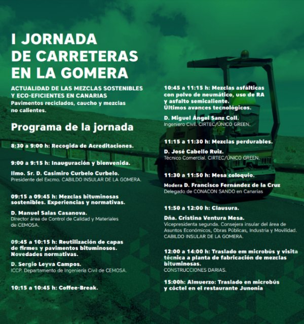 La Gomera acoge unas jornadas sobre la eficiencia y reutilización de materiales en obras viarias