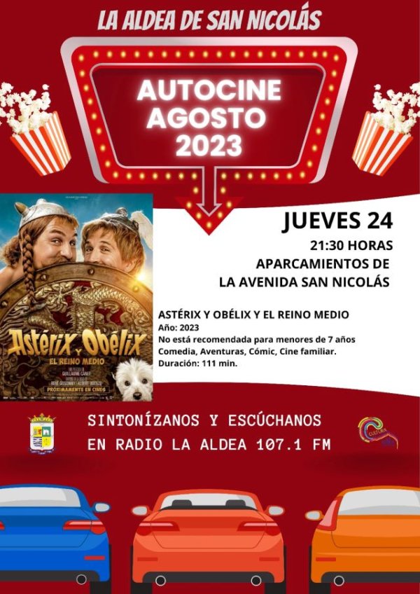 La Aldea de San Nicolás despide el autocine de verano con la proyección de “Astérix y Obélix y el reino medio”
