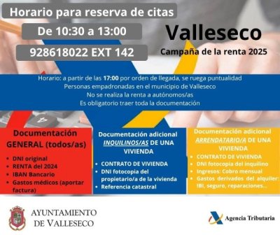 La campaña de la renta en Valleseco refuerza su servicio tras 26 años de trayectoria