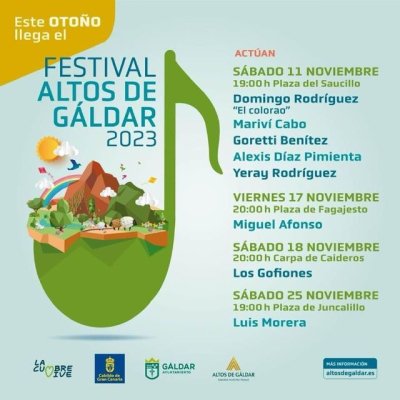 El Festival Altos de G&aacute;ldar llevar&aacute; las mejores actuaciones musicales en noviembre a los pagos y barrios del municipio