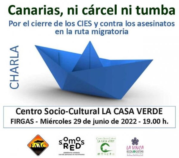 Firgas: Charla sobre la petición de cierre de los CIES y la denuncia de los asesinatos y desapariciones en la ruta migratoria canaria