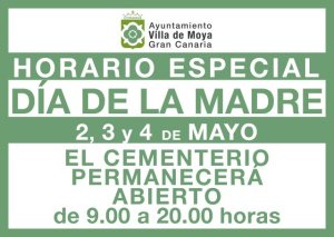 La Villa de Moya amplía el horario de los cementerios por el Día de la Madre