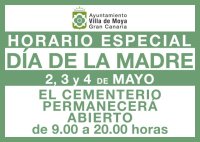 La Villa de Moya amplía el horario de los cementerios por el Día de la Madre