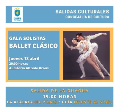 Gu&iacute;a: La guagua para la salida cultural a la Gala Solistas Ballet Cl&aacute;sico ma&ntilde;ana jueves saldr&aacute; a las 19:00 horas