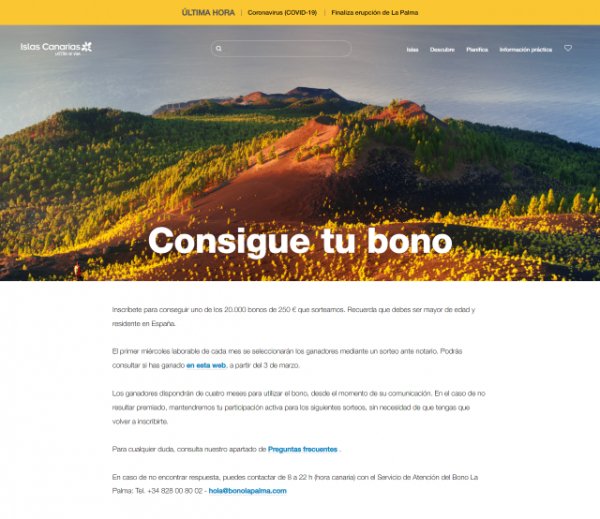 Turismo de Canarias abre la participación para que los residentes en España opten a los Bonos de La Palma