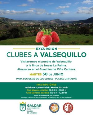 Los Clubes de Mayores de G&aacute;ldar y Sardina organizan una excursi&oacute;n a Valsequillo con visita a una finca de fresas