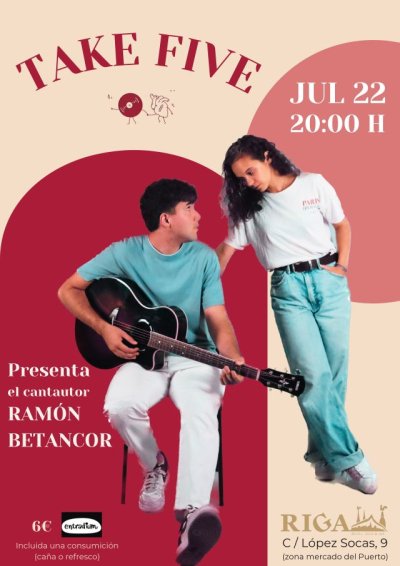 Con sus temas y acordes, el cantautor Ram&oacute;n Betancor da paso a Take Five en el concierto de este s&aacute;bado, 22 de junio