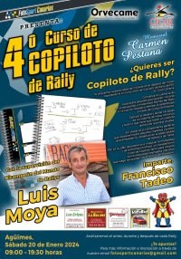 Automovilismo: Cartel anunciador del 4&ordm; Curso de Copiloto de Rally de FSC en Cicar en Ag&uuml;imes, de Gran Canaria 2024.