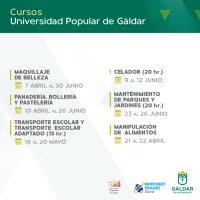 La Universidad Popular de G&aacute;ldar oferta nuevos cursos en los meses de abril, mayo y junio