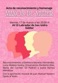 San Isidro de G&aacute;ldar celebra el acto de reconocimiento &ldquo;Manos de Mujer&rdquo;