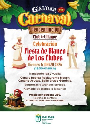 G&aacute;ldar: Los Clubes de Mayores celebran su &lsquo;Fiesta de blanco&rsquo; en el marco del Carnaval galdense