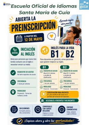 La Escuela Oficial de Idiomas de Gu&iacute;a abre la preinscripci&oacute;n para sus cursos de especializaci&oacute;n de ingl&eacute;s