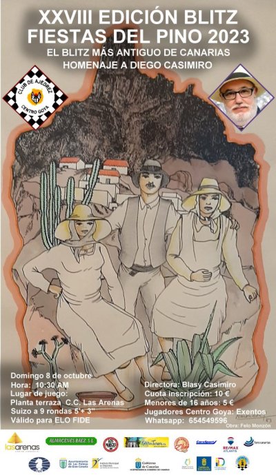 Vuelve el ajedrez canario a celebrar el pr&oacute;ximo 08 de octubre su XXVIII edici&oacute;n del torneo "BLITZ FIESTAS DEL PINO - HOMENAJE A DIEGO CASIMIRO"
