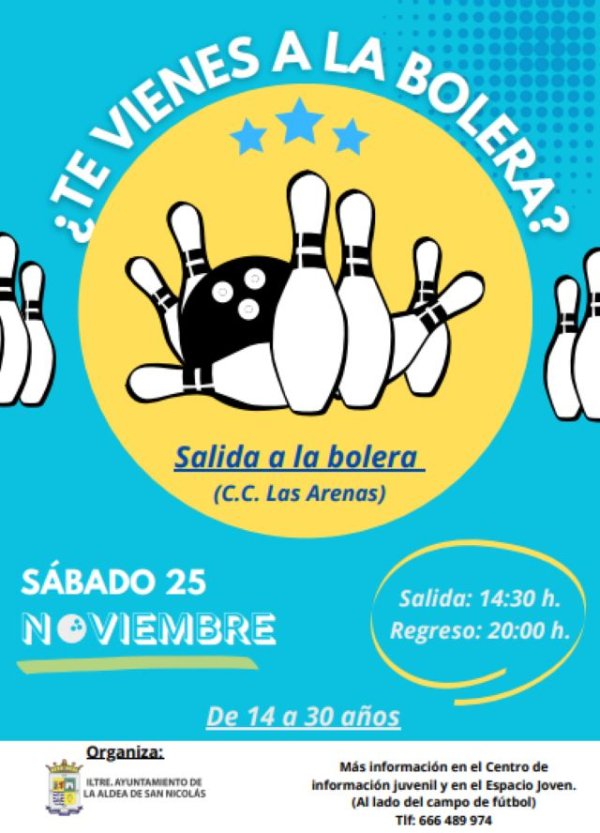 El Ayuntamiento de La Aldea de San Nicol&aacute;s abre el plazo de solicitudes para la actividad &lsquo;&iquest;Te vienes a la bolera?&rsquo;