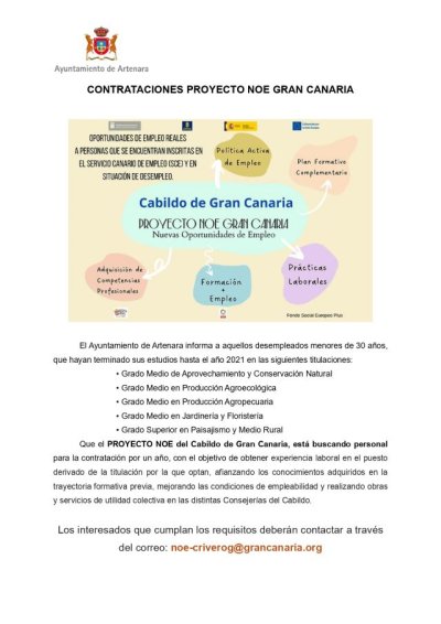 Artenara: Contrataciones proyecto NOE