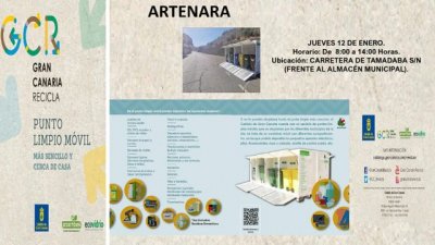 Artenara: Mañana estará el Punto Limpio Móvil frente al Almacén Municipal