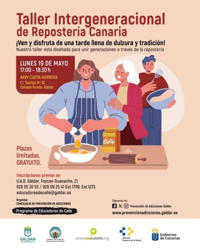 Gáldar: Educadores de Calle organiza un taller de repostería canaria el lunes 19 de mayo en Cañada Honda