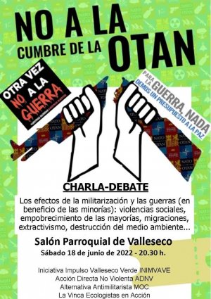 El sábado 18 de junio tendrá lugar en Valleseco una Charla-Debate sobre “No a la cumbre de la Otan”