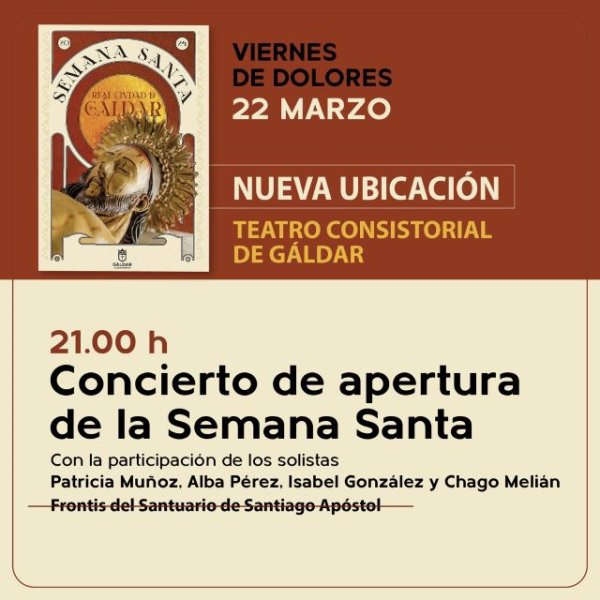 Gáldar: La Semana Santa arranca este viernes con el Pregón en el Santuario de Santiago y el concierto de apertura en el Teatro Consistorial
